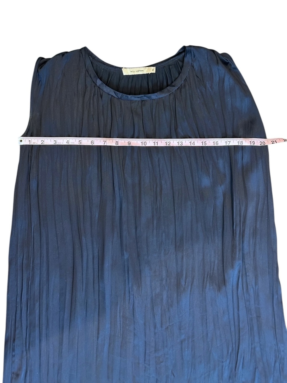 Nili Lotan 100% Silk Pleated Sleeveless Shift Mini Dress Navy Blue Women’s XS - Picture 5 of 6